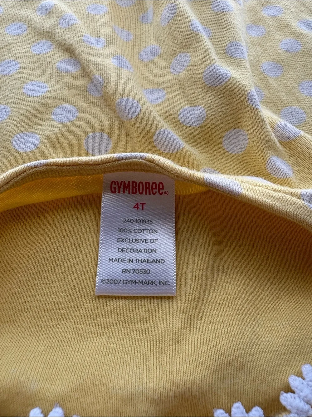 Y2K Gymboree Yellow Polka Dot Tee with White Daisy Trim